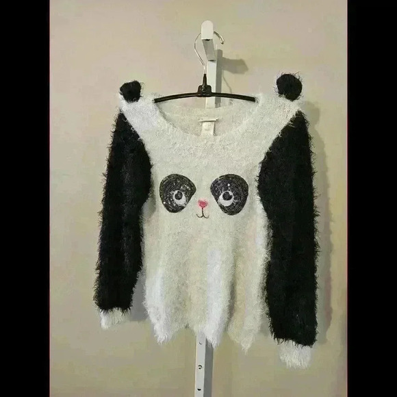 Emily West Panda-themed Fuzzy Sweater with 3D Ears - Picture 1 of 5